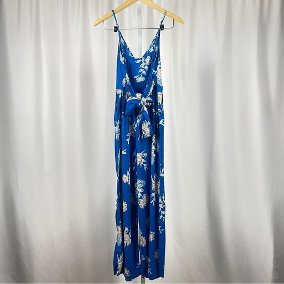Roxy XS Wheel And Palms Belted Wide Leg Floral Jumpsuit Mykonos Tropical Boho - Picture 3 of 12